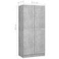 vidaXL Armario de madera contrachapada gris hormigón 82,5x51,5x180 cm vidaXL Armario de madera contrachapada gris hormigón 82,5x51,5x180 cm