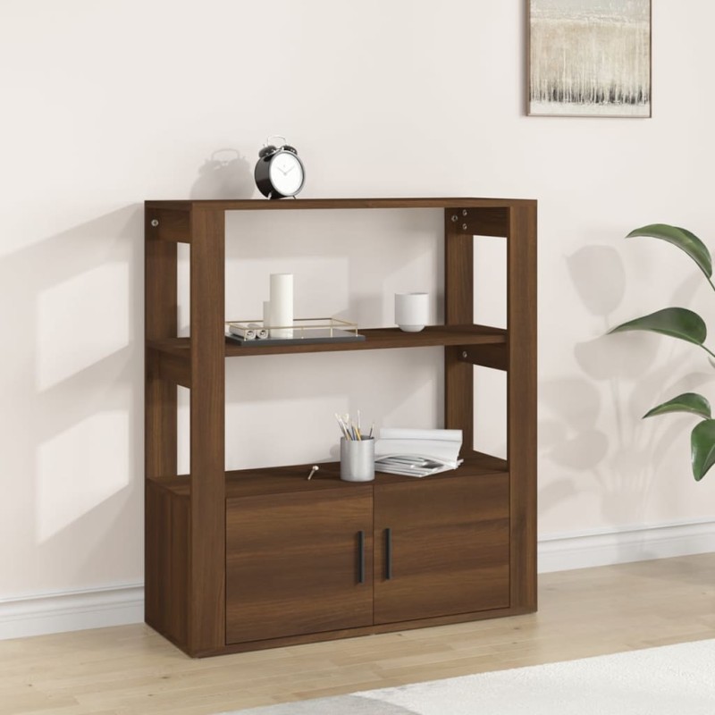 vidaXL Aparador de madera contrachapada marrón roble 80x30x90 cm vidaXL Aparador de madera contrachapada marrón roble 80x30x90 cm
