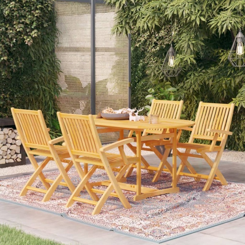 vidaXL Conjunto de comedor de jardín 5 piezas madera maciza de teca vidaXL Conjunto de comedor de jardín 5 piezas madera maciza de teca