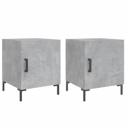 vidaXL Mesitas noche 2 uds madera ingeniería gris hormigón 40x40x50 cm