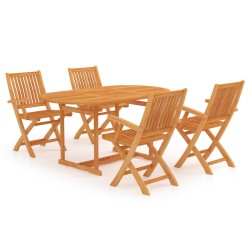 vidaXL Conjunto de comedor de jardín 5 piezas madera maciza de teca
