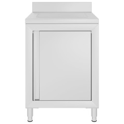 vidaXL Armario de cocina comercial con escurridor de acero inoxidable