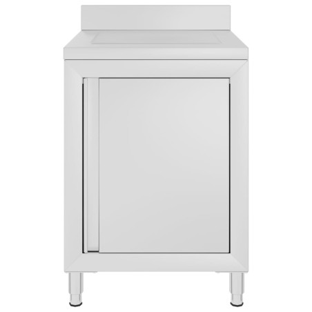 vidaXL Armario de cocina comercial con escurridor de acero inoxidable