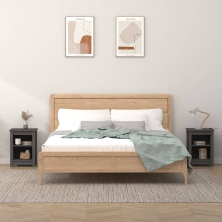 vidaXL Mesitas de noche 2 uds madera maciza de pino gris 40x35x55 cm