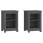 vidaXL Mesitas de noche 2 uds madera maciza de pino gris 40x35x55 cm