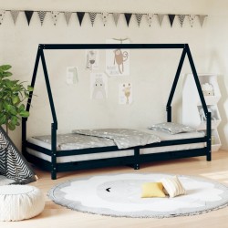 vidaXL Estructura de cama para niños madera de pino negro 80x200 cm