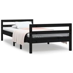 vidaXL Estructura de cama madera maciza de pino negro 90x200 cm
