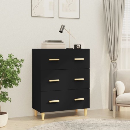 vidaXL Aparador de madera contrachapada negro 70x34x90 cm