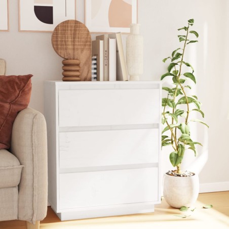 vidaXL Aparador de madera maciza de pino blanco 60x34x75 cm