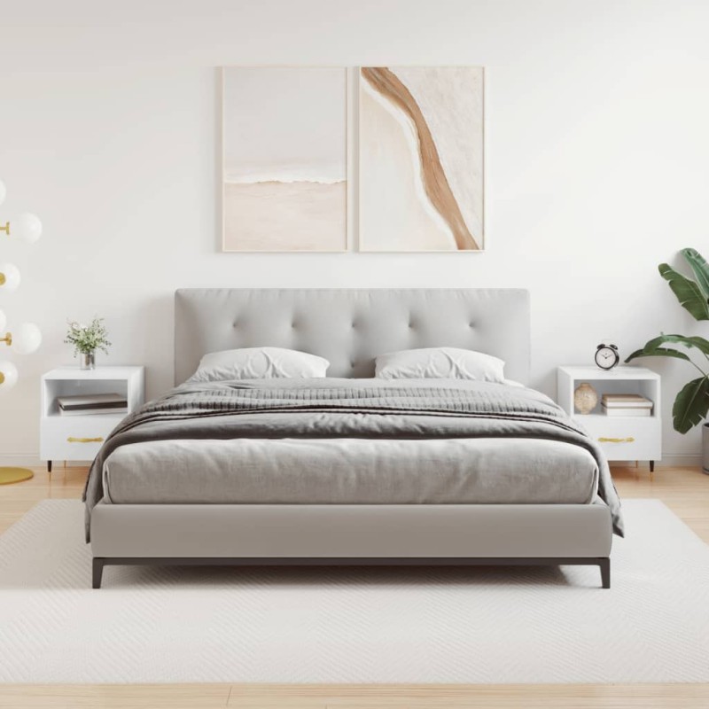 vidaXL Mesita noche 2 uds madera ingeniería blanco brillo 40x35x47,5cm vidaXL Mesita noche 2 uds madera ingeniería blanco brillo 40x35x47,5cm