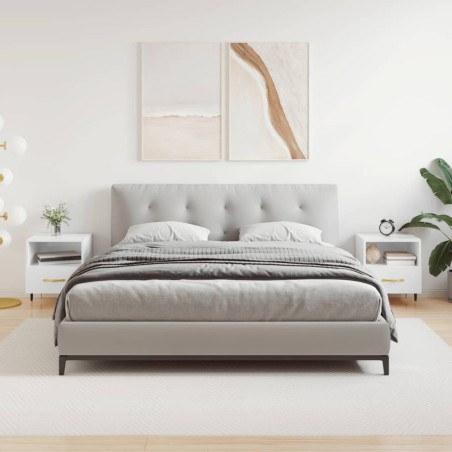 vidaXL Mesita noche 2 uds madera ingeniería blanco brillo 40x35x47,5cm
