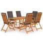 vidaXL Set de comedor para jardín 7 piezas teca maciza y cojines gris vidaXL Set de comedor para jardín 7 piezas teca maciza y cojines gris