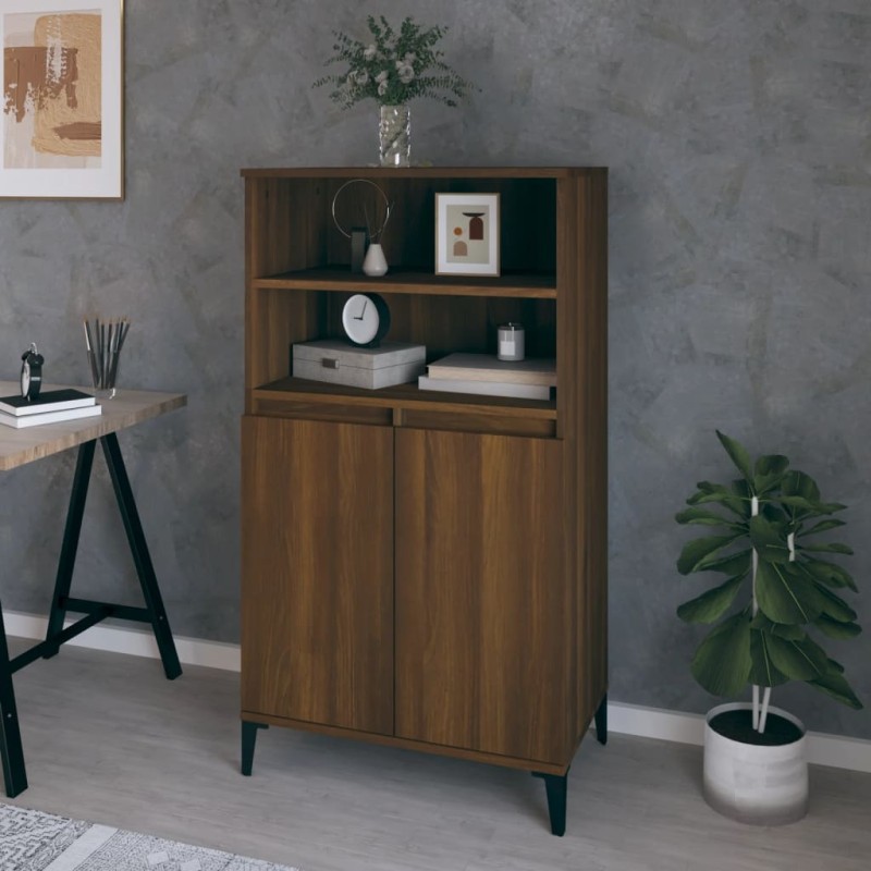 vidaXL Aparador alto madera contrachapada marrón roble 60x36x110 cm