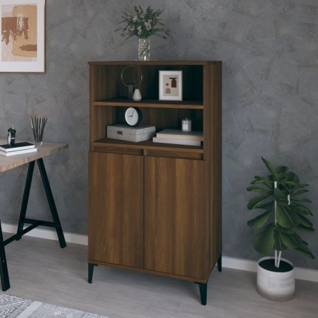 vidaXL Aparador alto madera contrachapada marrón roble 60x36x110 cm