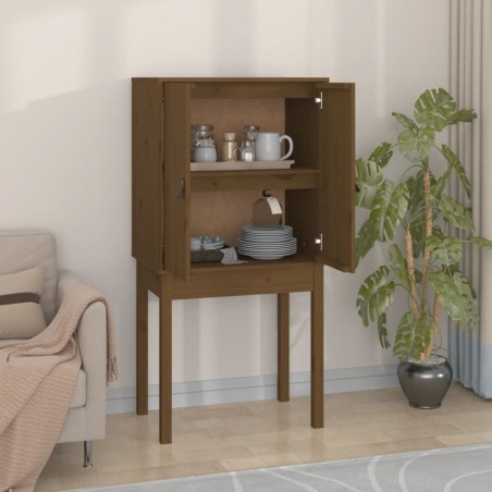 vidaXL Aparador alto madera maciza de pino marrón miel 60x40x120 cm