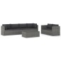 vidaXL Set de sofás de jardín 7 piezas y cojines ratán sintético gris