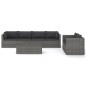 vidaXL Set de sofás de jardín 7 piezas y cojines ratán sintético gris