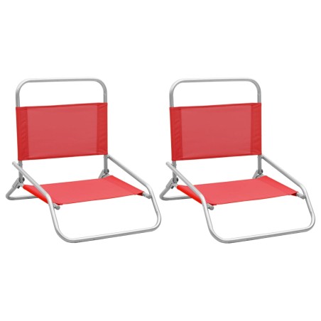 vidaXL Sillas de playa plegables 2 unidades tela rojo
