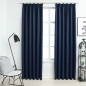 vidaXL Cortinas opacas con ganchos 2 unidades azul 140x245 cm vidaXL Cortinas opacas con ganchos 2 unidades azul 140x245 cm