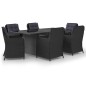 vidaXL Juego de comedor para jardín 7 piezas ratán sintético negro