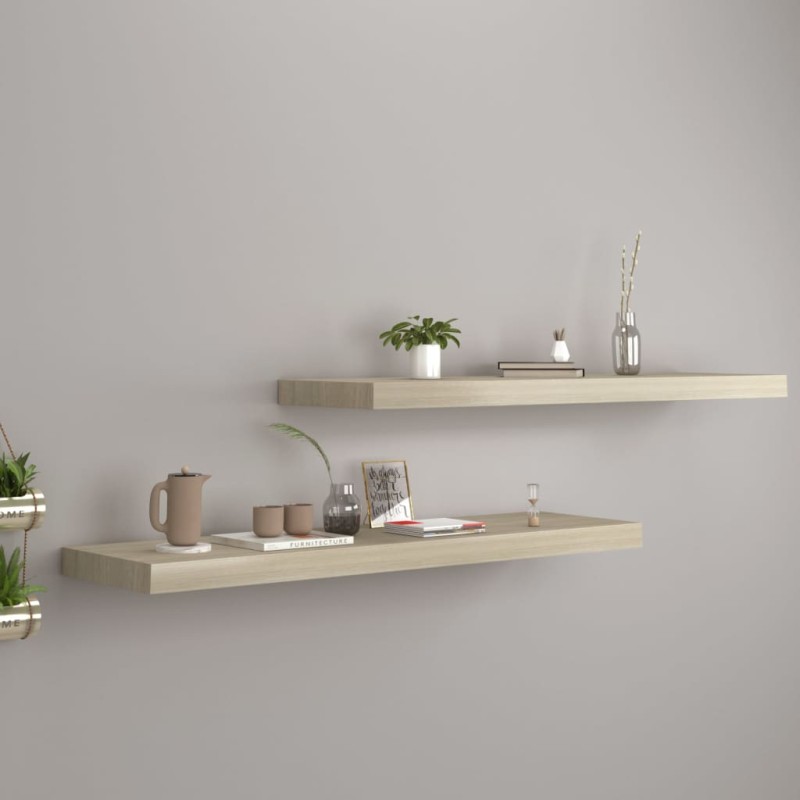 vidaXL Estantes flotantes de pared 2 uds MDF roble 90x23,5x3,8 cm vidaXL Estantes flotantes de pared 2 uds MDF roble 90x23,5x3,8 cm