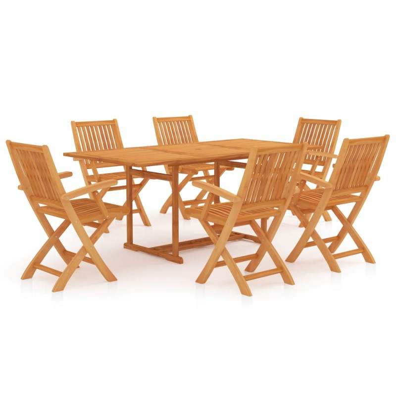 vidaXL Conjunto de comedor de jardín 7 piezas madera maciza de teca vidaXL Conjunto de comedor de jardín 7 piezas madera maciza de teca