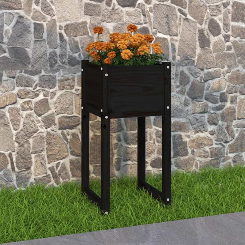 vidaXL Jardinera madera maciza de pino negro 40x40x81 cm vidaXL Jardinera madera maciza de pino negro 40x40x81 cm