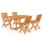 vidaXL Conjunto de comedor de jardín 5 piezas madera maciza de teca vidaXL Conjunto de comedor de jardín 5 piezas madera maciza de teca
