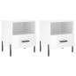 vidaXL Mesita noche 2 uds madera ingeniería blanco brillo 40x35x47,5cm vidaXL Mesita noche 2 uds madera ingeniería blanco brillo 40x35x47,5cm