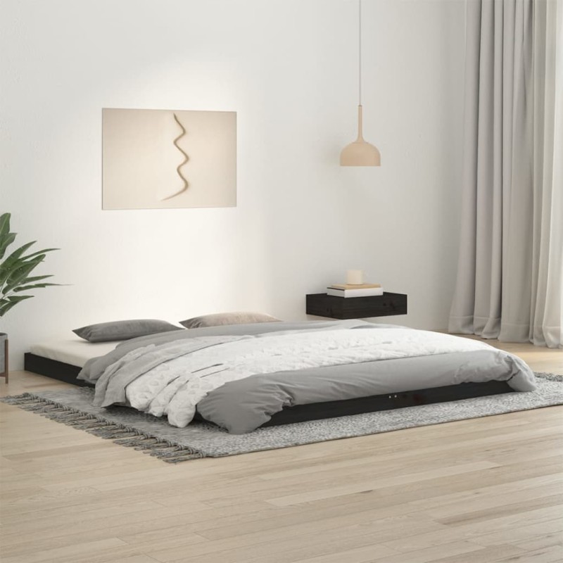 vidaXL Estructura de cama de madera maciza de pino negro 160x200 cm vidaXL Estructura de cama de madera maciza de pino negro 160x200 cm