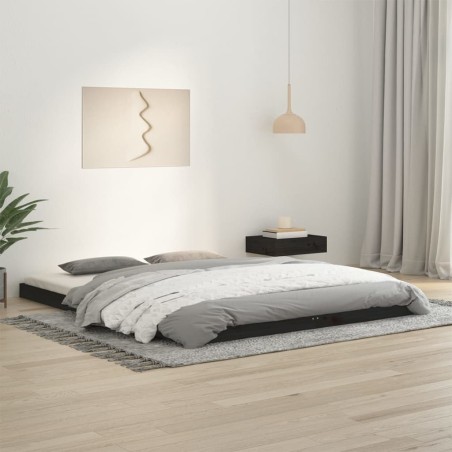 vidaXL Estructura de cama de madera maciza de pino negro 160x200 cm
