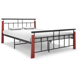vidaXL Estructura de cama metal y madera maciza de roble 140x200 cm