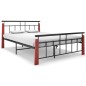 vidaXL Estructura de cama metal y madera maciza de roble 140x200 cm vidaXL Estructura de cama metal y madera maciza de roble 140x200 cm