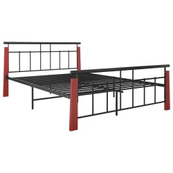 vidaXL Estructura de cama metal y madera maciza de roble 140x200 cm