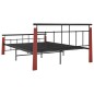 vidaXL Estructura de cama metal y madera maciza de roble 140x200 cm vidaXL Estructura de cama metal y madera maciza de roble 140x200 cm