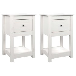 vidaXL Mesitas de noche 2 uds madera maciza pino blanco 40x35x61,5 cm