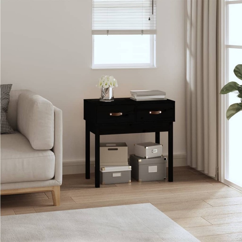 vidaXL Mesa consola madera maciza de pino negro 76,5x40x75 cm vidaXL Mesa consola madera maciza de pino negro 76,5x40x75 cm
