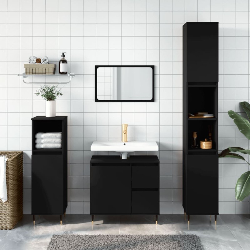 vidaXL Armario de baño madera contrachapada negro 30x30x190 cm vidaXL Armario de baño madera contrachapada negro 30x30x190 cm
