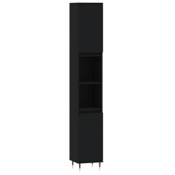 vidaXL Armario de baño madera contrachapada negro 30x30x190 cm