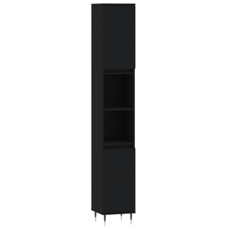 vidaXL Armario de baño madera contrachapada negro 30x30x190 cm