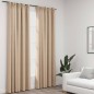 vidaXL Cortinas opacas con ganchos look de lino 2 pzas beige 140x225cm vidaXL Cortinas opacas con ganchos look de lino 2 pzas beige 140x225cm