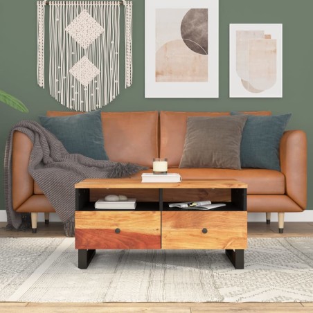 vidaXL Mesa de centro madera maciza acacia y contrachapada 80x54x40 cm