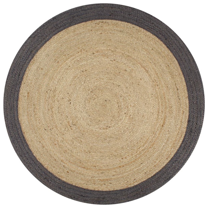 vidaXL Alfombra hecha a mano de yute con borde gris oscuro 150 cm vidaXL Alfombra hecha a mano de yute con borde gris oscuro 150 cm