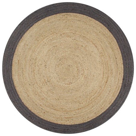 vidaXL Alfombra hecha a mano de yute con borde gris oscuro 150 cm