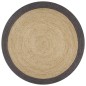 vidaXL Alfombra hecha a mano de yute con borde gris oscuro 150 cm vidaXL Alfombra hecha a mano de yute con borde gris oscuro 150 cm