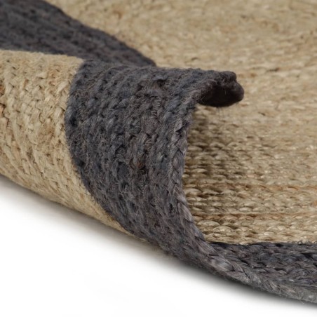 vidaXL Alfombra hecha a mano de yute con borde gris oscuro 150 cm