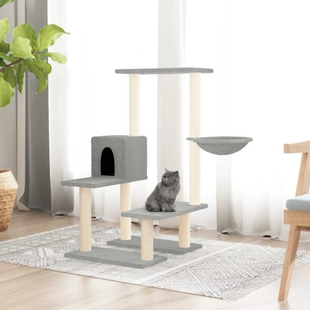vidaXL Rascador para gatos con postes de sisal gris claro 94,5 cm