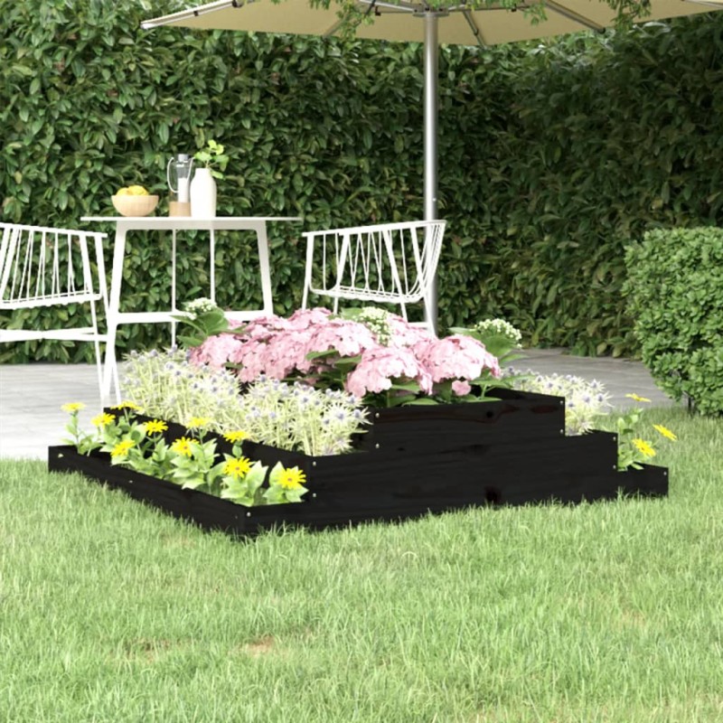 vidaXL Jardinera madera maciza de pino negro 110x110x27 cm vidaXL Jardinera madera maciza de pino negro 110x110x27 cm