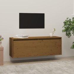 vidaXL Armario de pared madera maciza de pino marrón miel 100x30x35 cm