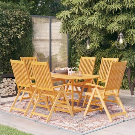 vidaXL Conjunto de comedor de jardín 7 piezas madera maciza de teca